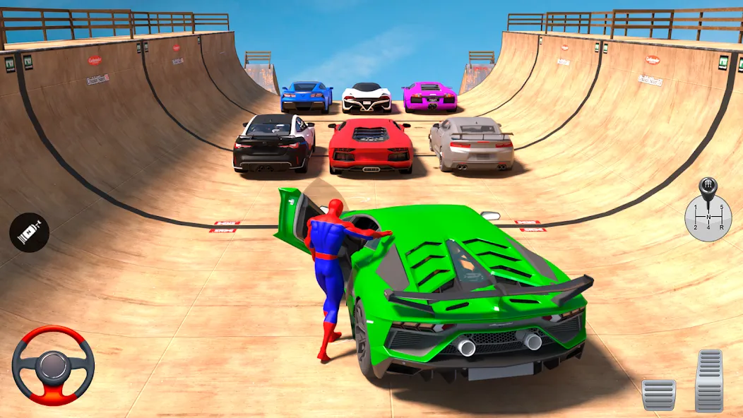 Superhero Car: Mega Ramp Games (Рамп Кар Гейм) МОД/Взлом [Все открыто, Дополнительные деньги и Меню MOD] Screenshot 1