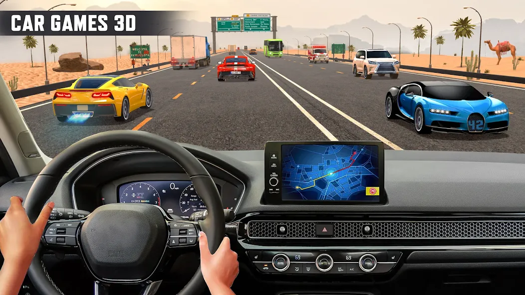Real Highway Car Racing Games МОД/Взлом [Меню, Бесконечные монеты и Открытые уровни] Screenshot 4