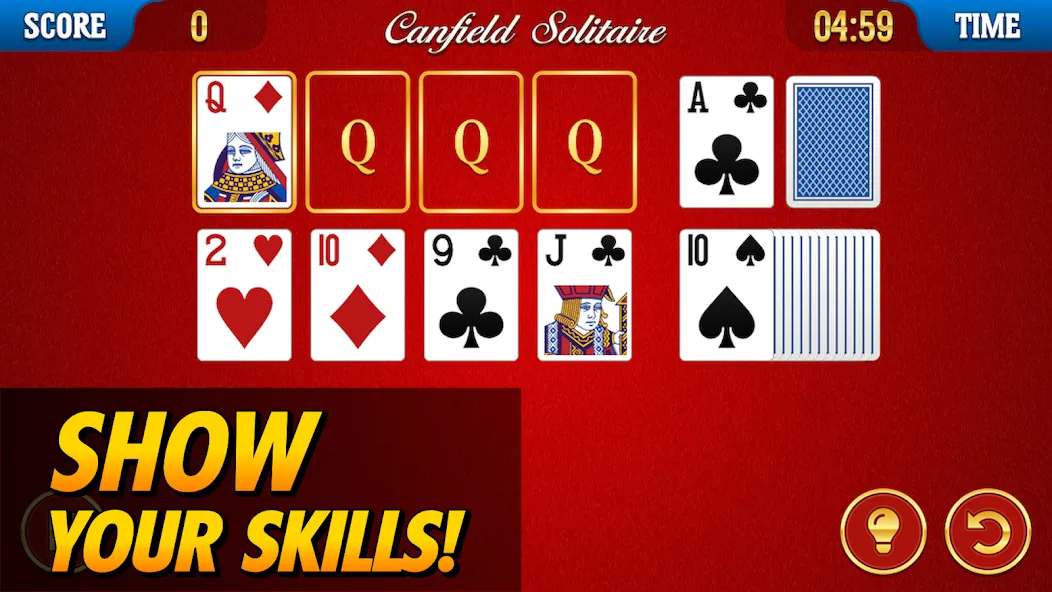 Canfield Solitaire (Кэнфилд пасьянс) МОД/Взлом [Бесконечные деньги, Монеты и Мега MOD] Screenshot 1