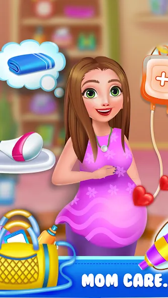 Mom newborn babysitter care (Мама новорожденного няня заботится) МОД/Взлом [Много монет, Открытые уровни и Мега MOD] Screenshot 3