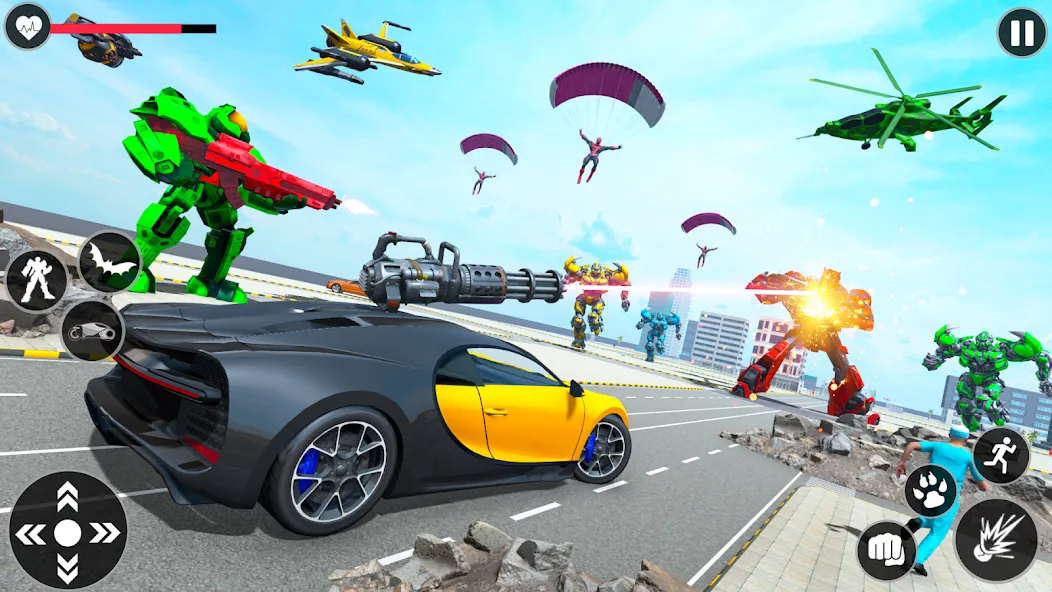 Flying Robot Transforming Game МОД/Взлом [Бесконечные деньги, Монеты и Мега MOD] Screenshot 2
