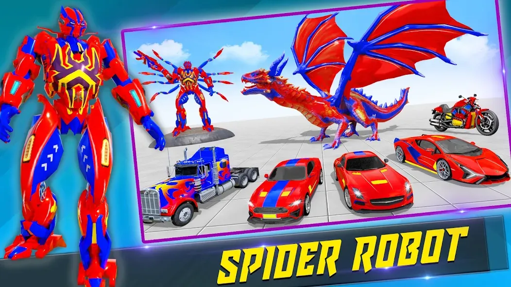 Spider Robot: Robot Car Games (Спайдер Робот) МОД/Взлом [Деньги, Монеты и Меню MOD] Screenshot 2