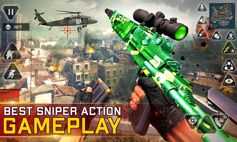 Sniper Gun Shooting game (ИГИ Снайпер Оружие Стрелялки Игры) МОД/Взлом [Деньги, Монеты и Меню MOD] Screenshot 1