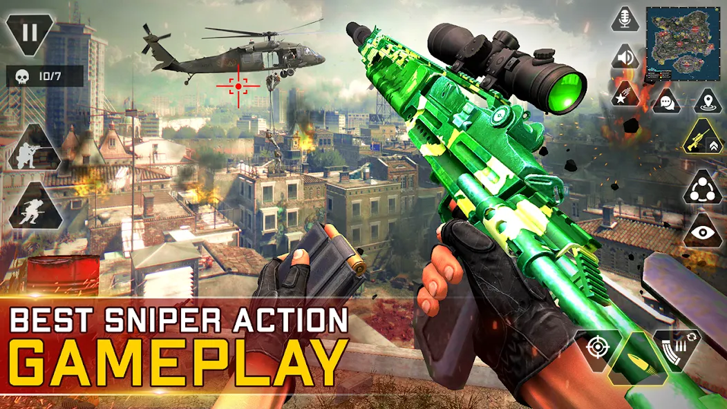 Sniper Gun Shooting game (ИГИ Снайпер Оружие Стрелялки Игры) МОД/Взлом [Деньги, Монеты и Меню MOD] Screenshot 5