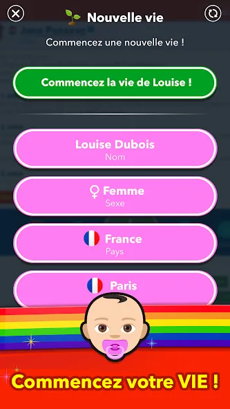 BitLife Français МОД/Взлом [Все открыто, Дополнительные деньги и Меню MOD] Screenshot 1