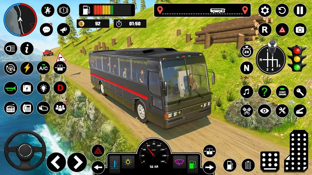 Offroad Bus Simulator Bus Game (Оффроуд Автобус Симулятор Игра) МОД/Взлом [Все открыто, Дополнительные деньги и Меню MOD] Screenshot 2
