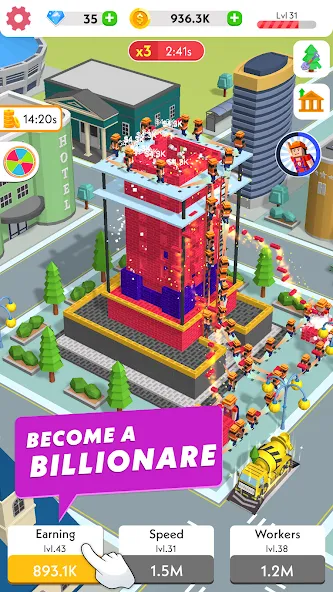 Idle Construction 3D (Айдл Конструкшн 3Д) МОД/Взлом [Деньги, Монеты и Меню MOD] Screenshot 1