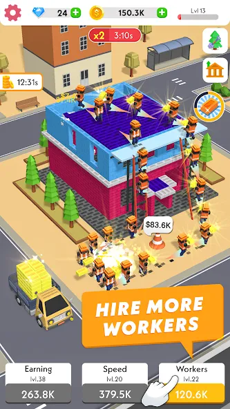 Idle Construction 3D (Айдл Конструкшн 3Д) МОД/Взлом [Деньги, Монеты и Меню MOD] Screenshot 3