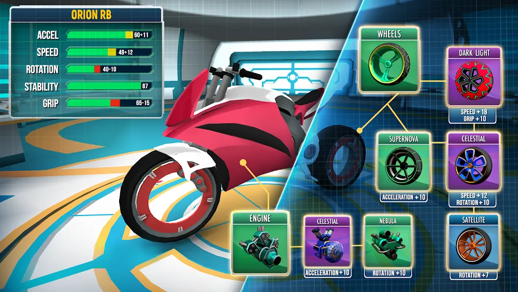 Gravity Rider: Space Bike Race (Гравити Райдер) МОД/Взлом [Меню, Бесконечные монеты и Открытые уровни] Screenshot 3