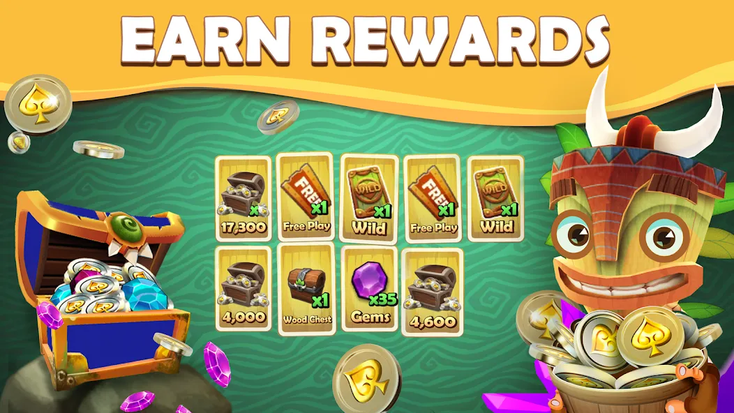 Tiki Solitaire TriPeaks (Тики Солитер ТриПикс) МОД/Взлом [Все открыто, Дополнительные деньги и Меню MOD] Screenshot 3