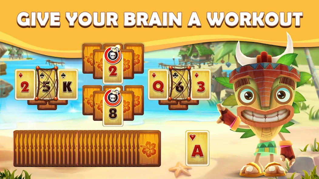 Tiki Solitaire TriPeaks (Тики Солитер ТриПикс) МОД/Взлом [Все открыто, Дополнительные деньги и Меню MOD] Screenshot 4