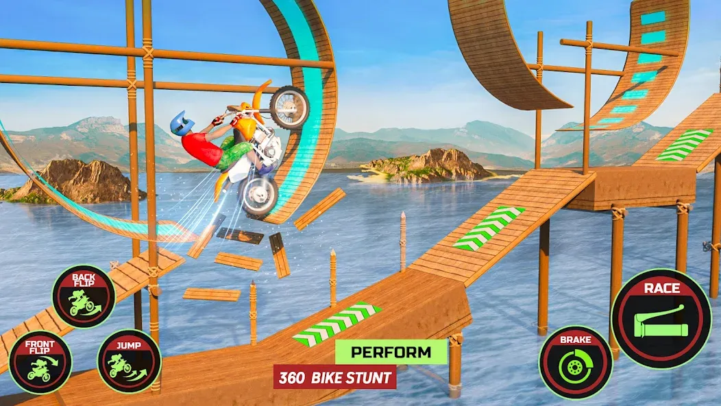 Motor Bike Stunt Racing Games (Мотор Байк Стант Гонки Игры) МОД/Взлом [Меню, Бесконечные монеты и Открытые уровни] Screenshot 2