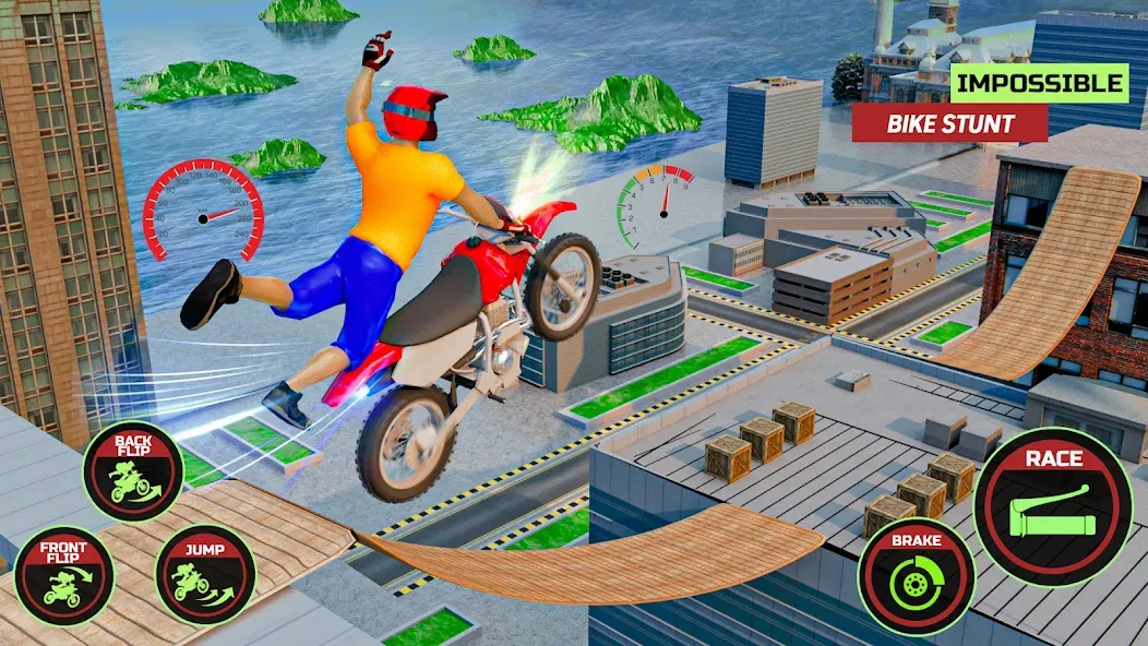 Motor Bike Stunt Racing Games (Мотор Байк Стант Гонки Игры) МОД/Взлом [Меню, Бесконечные монеты и Открытые уровни] Screenshot 3