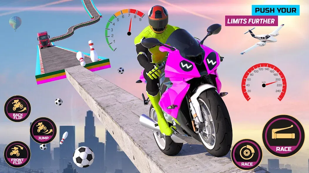 Racing Bike Stunt Games Master (Гонки на мотоциклах Мастер игр в трюки) МОД/Взлом [Меню, Бесконечные монеты и Открытые уровни] Screenshot 1