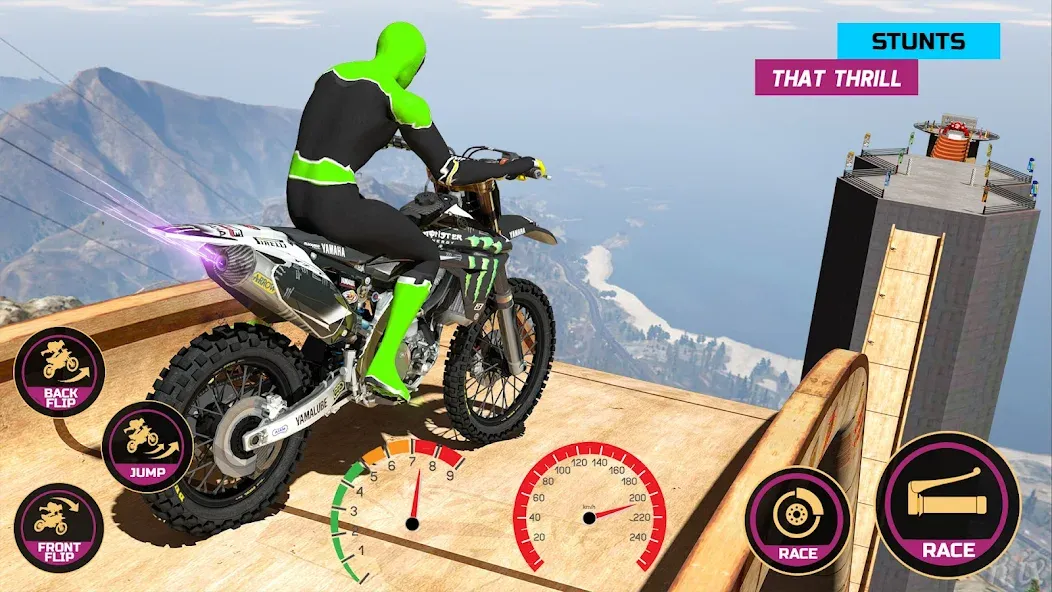 Racing Bike Stunt Games Master (Гонки на мотоциклах Мастер игр в трюки) МОД/Взлом [Меню, Бесконечные монеты и Открытые уровни] Screenshot 2