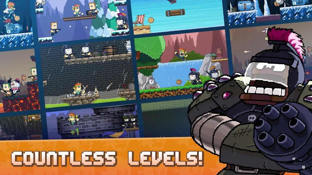 Dan the Man: Action Platformer (Дэн зе Мэн) МОД/Взлом [Меню, Бесконечные монеты и Открытые уровни] Screenshot 2