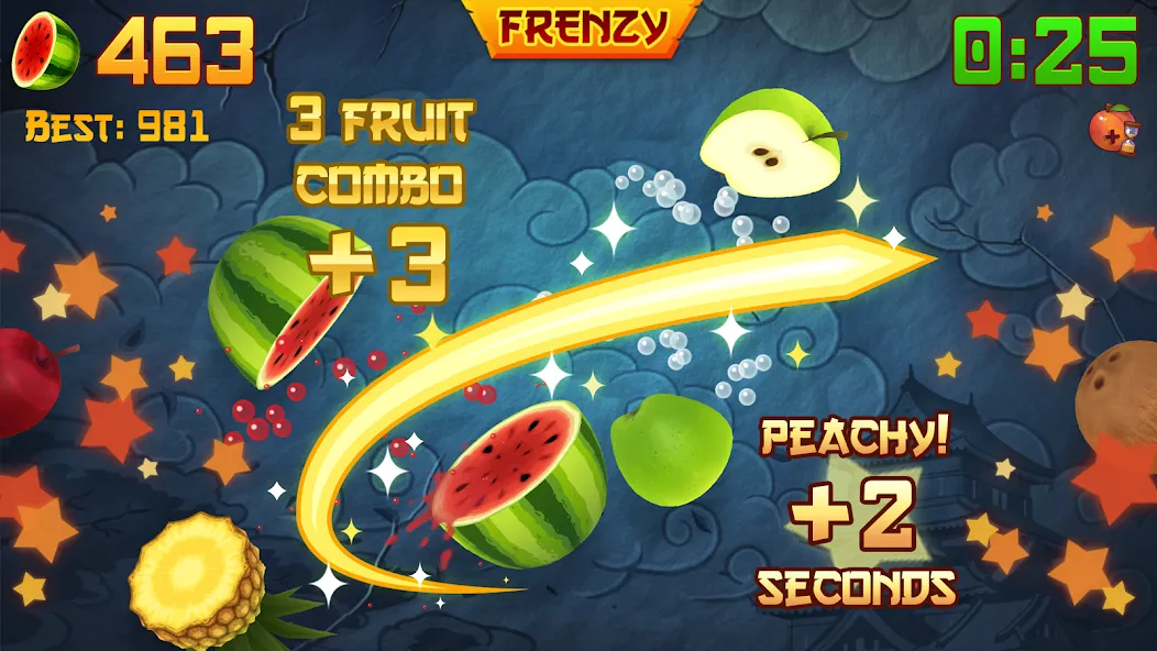 Fruit Ninja® (Фрут Ниндзя) МОД/Взлом [Меню, Бесконечные монеты и Открытые уровни] Screenshot 2