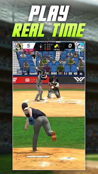 Baseball Play: Real-time PVP (Бейсбольная игра) МОД/Взлом [Меню, Бесконечные монеты и Открытые уровни] Screenshot 1