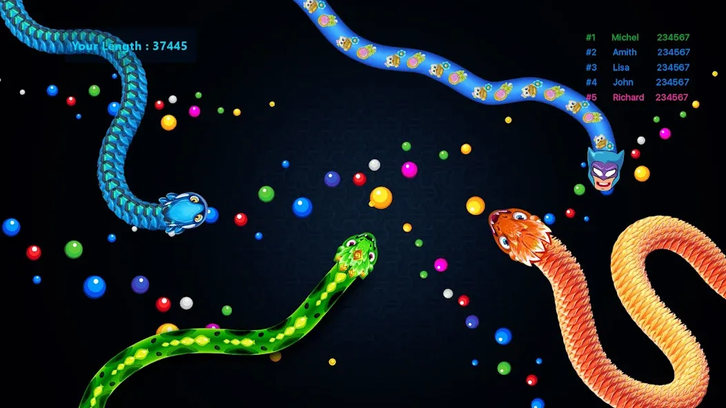 Sneak.io - Snake Game МОД/Взлом [Много монет, Открытые уровни и Мега MOD] Screenshot 4