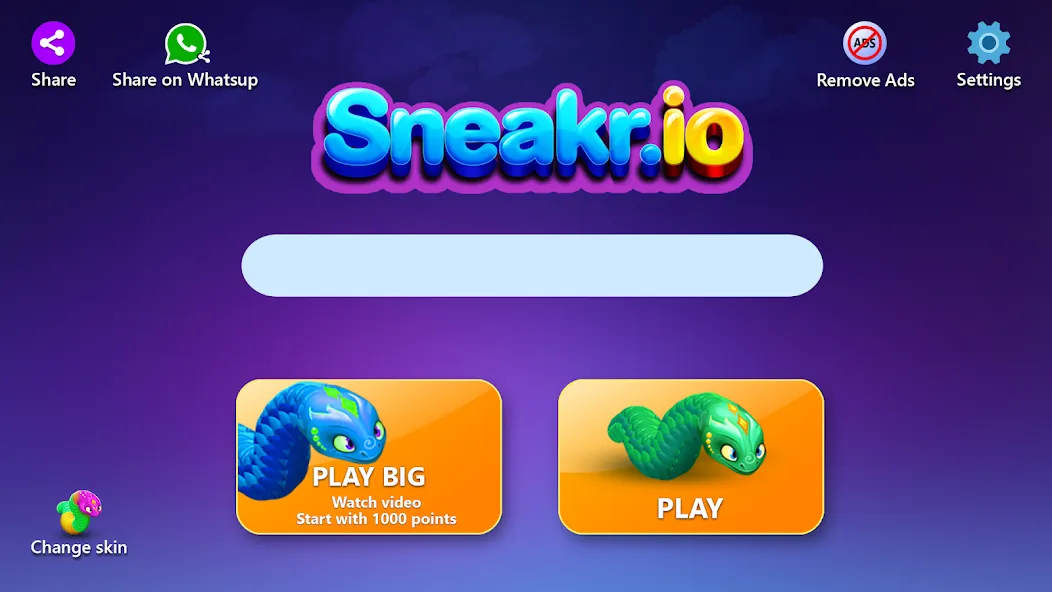 Sneak.io - Snake Game МОД/Взлом [Много монет, Открытые уровни и Мега MOD] Screenshot 5