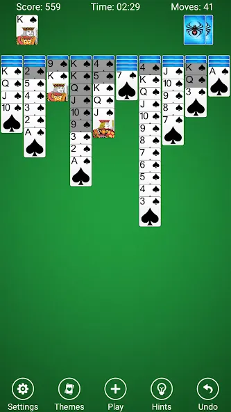 Spider Solitaire МОД/Взлом [Много монет, Открытые уровни и Мега MOD] Screenshot 1