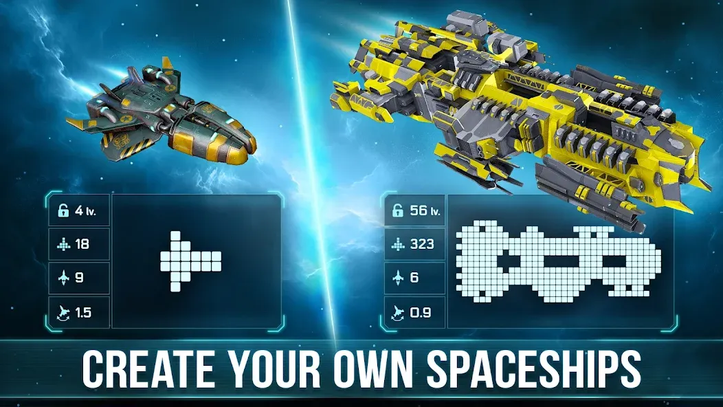 Space Arena: Construct & Fight (Спейс Арена) МОД/Взлом [Меню, Бесконечные монеты и Открытые уровни] Screenshot 1