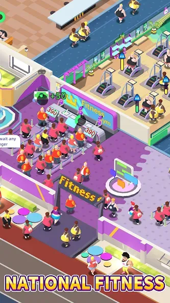 Fitness Club Tycoon (Фитнес Клуб Тайкун) МОД/Взлом [Много монет, Открытые уровни и Мега MOD] Screenshot 2