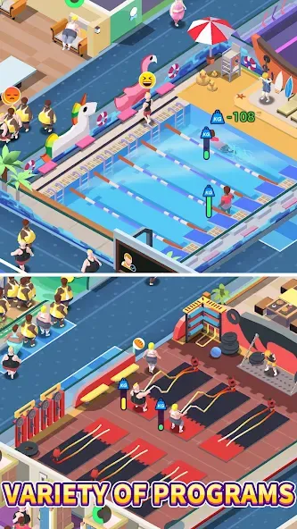 Fitness Club Tycoon (Фитнес Клуб Тайкун) МОД/Взлом [Много монет, Открытые уровни и Мега MOD] Screenshot 3