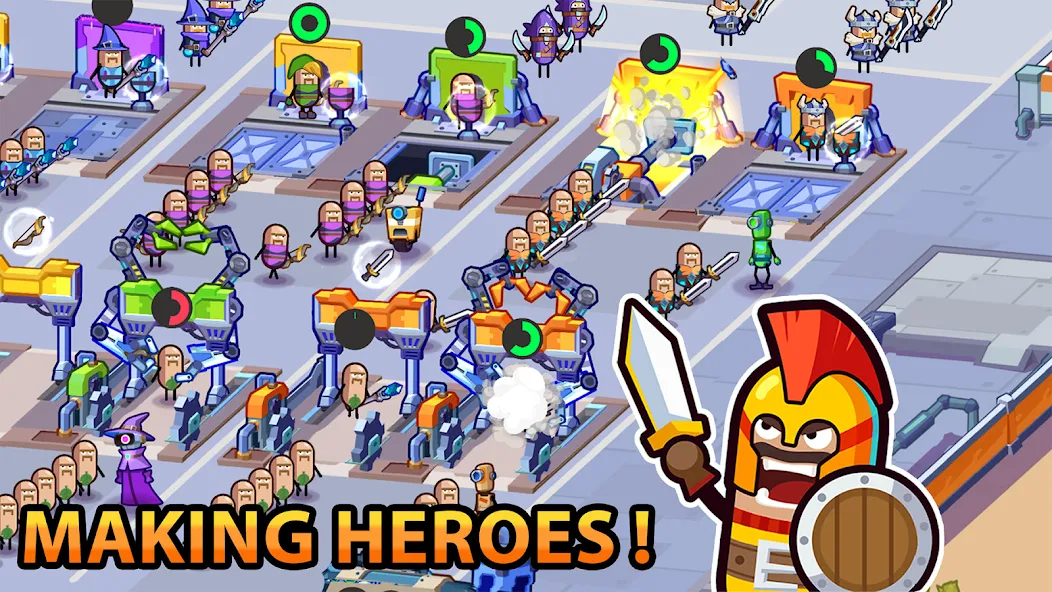 Hero Making Tycoon: Idle Games (Хиро Мейкинг Тайкун) МОД/Взлом [Меню, Бесконечные монеты и Открытые уровни] Screenshot 1