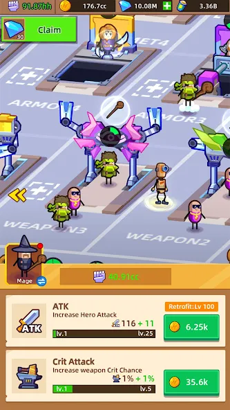 Hero Making Tycoon: Idle Games (Хиро Мейкинг Тайкун) МОД/Взлом [Меню, Бесконечные монеты и Открытые уровни] Screenshot 5