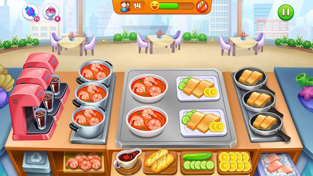 Cooking Restaurant Food Games МОД/Взлом [Много монет, Открытые уровни и Мега MOD] Screenshot 1