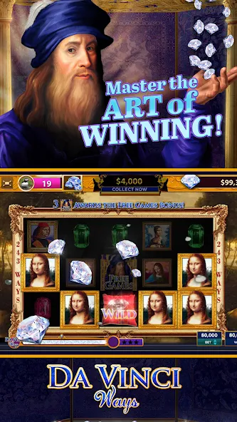 Da Vinci Diamonds Casino – Bes (Да Винчи Даймондс Казино) МОД/Взлом [Бесконечные деньги, Монеты и Мега MOD] Screenshot 2
