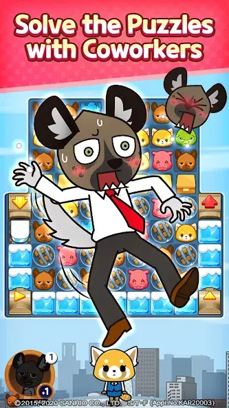 Aggretsuko : Match 3 Puzzle (Аггретсуко) МОД/Взлом [Бесконечные деньги, Монеты и Мега MOD] Screenshot 2