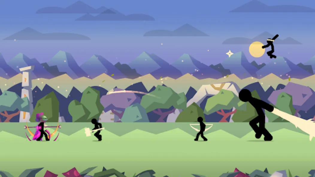 Stick Fight: Shadow Archer (Стк Файт) МОД/Взлом [Меню, Бесконечные монеты и Открытые уровни] Screenshot 2