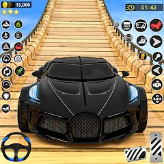 Скачать Взломанная GT Car Stunt Race: Mega Ramps на Андроид (Много денег)