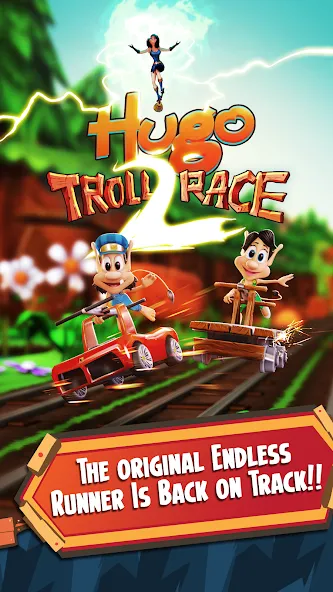Hugo Troll Race 2: Rail Rush (Хуго Тролл Гонка 2) МОД/Взлом [Много монет, Открытые уровни и Мега MOD] Screenshot 1