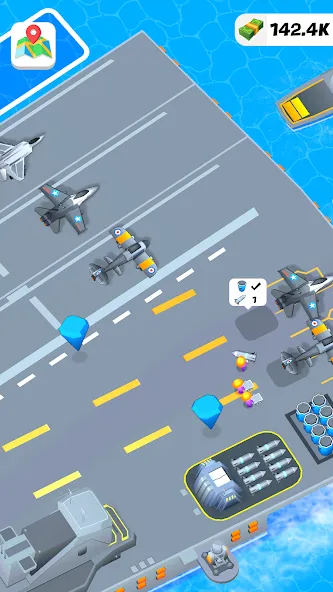 Idle Aircraft Carrier (Айдл Эйркрафт Кэрриер) МОД/Взлом [Деньги, Монеты и Меню MOD] Screenshot 2