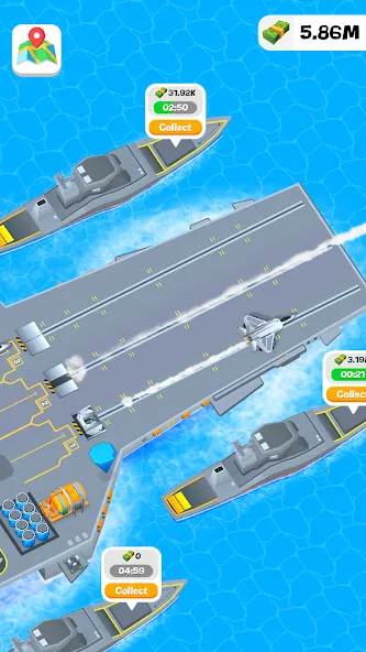 Idle Aircraft Carrier (Айдл Эйркрафт Кэрриер) МОД/Взлом [Деньги, Монеты и Меню MOD] Screenshot 3
