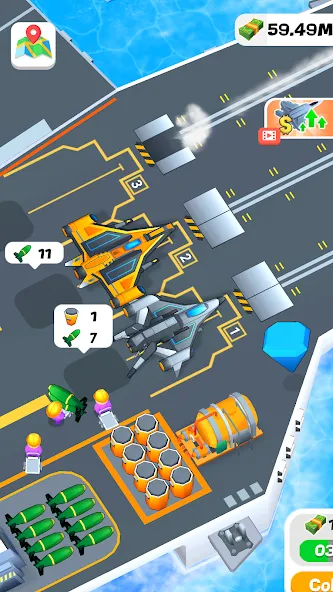 Idle Aircraft Carrier (Айдл Эйркрафт Кэрриер) МОД/Взлом [Деньги, Монеты и Меню MOD] Screenshot 4