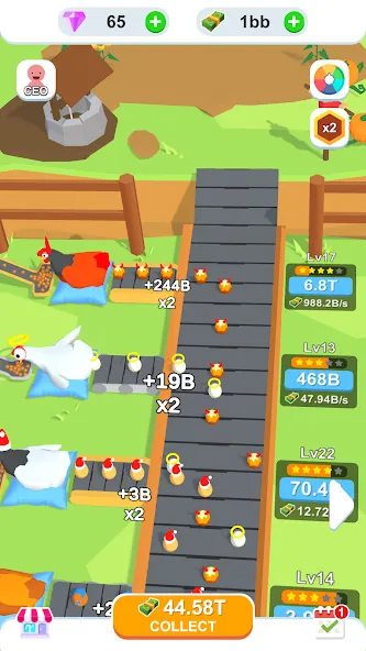 Idle Egg Factory МОД/Взлом [Меню, Бесконечные монеты и Открытые уровни] Screenshot 1