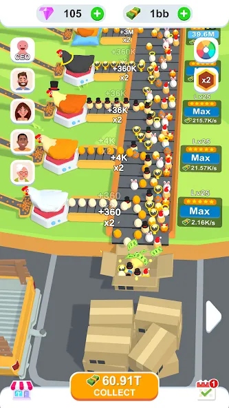 Idle Egg Factory МОД/Взлом [Меню, Бесконечные монеты и Открытые уровни] Screenshot 2