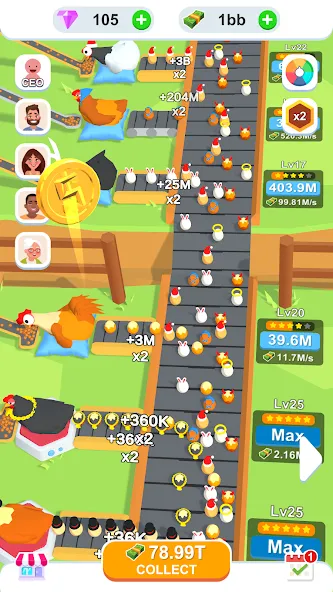 Idle Egg Factory МОД/Взлом [Меню, Бесконечные монеты и Открытые уровни] Screenshot 3