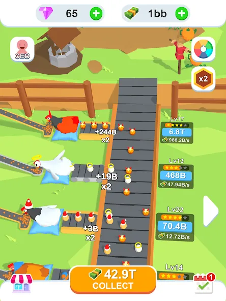 Idle Egg Factory МОД/Взлом [Меню, Бесконечные монеты и Открытые уровни] Screenshot 5