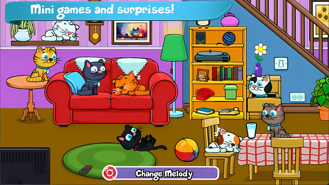 Cat Piano Meow - Sounds & Game МОД/Взлом [Деньги, Монеты и Меню MOD] Screenshot 2