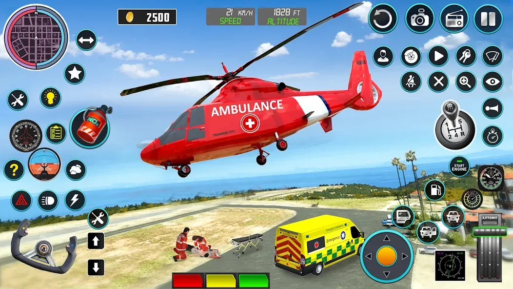 Heli Ambulance Simulator Game МОД/Взлом [Деньги, Монеты и Меню MOD] Screenshot 2