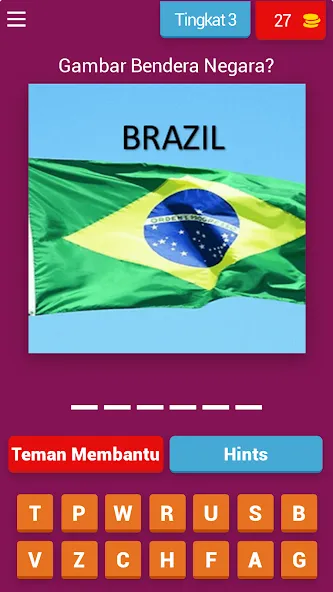 Tebak Gambar Bendera (Тебак Гамбар бендера Негара) МОД/Взлом [Много денег, Монет и Все открыто] Screenshot 4