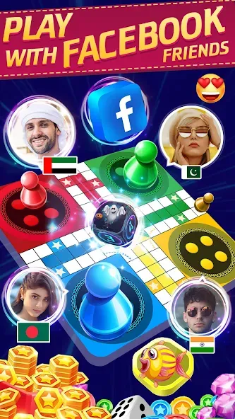 Online Ludo Game Multiplayer (Лудо Мастер Лудо Дайс Кинг) МОД/Взлом [Много монет, Открытые уровни и Мега MOD] Screenshot 1