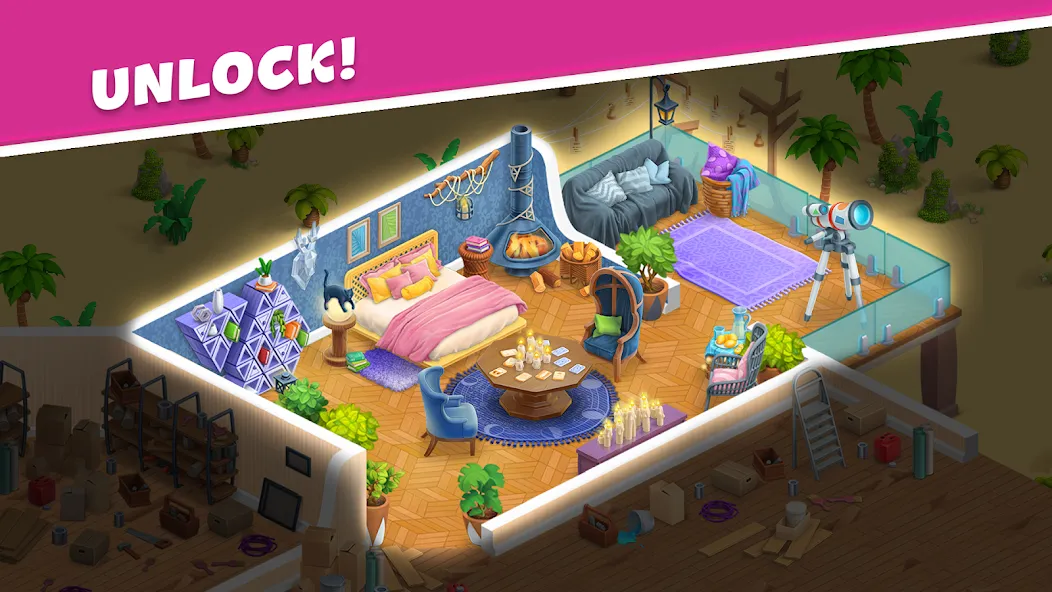 Open House: Match 3 puzzles (Открытый дом) МОД/Взлом [Много монет, Открытые уровни и Мега MOD] Screenshot 4