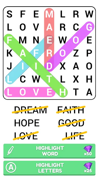 Word Search Puzzle Game МОД/Взлом [Все открыто, Дополнительные деньги и Меню MOD] Screenshot 3