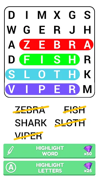 Word Search Puzzle Game МОД/Взлом [Все открыто, Дополнительные деньги и Меню MOD] Screenshot 4